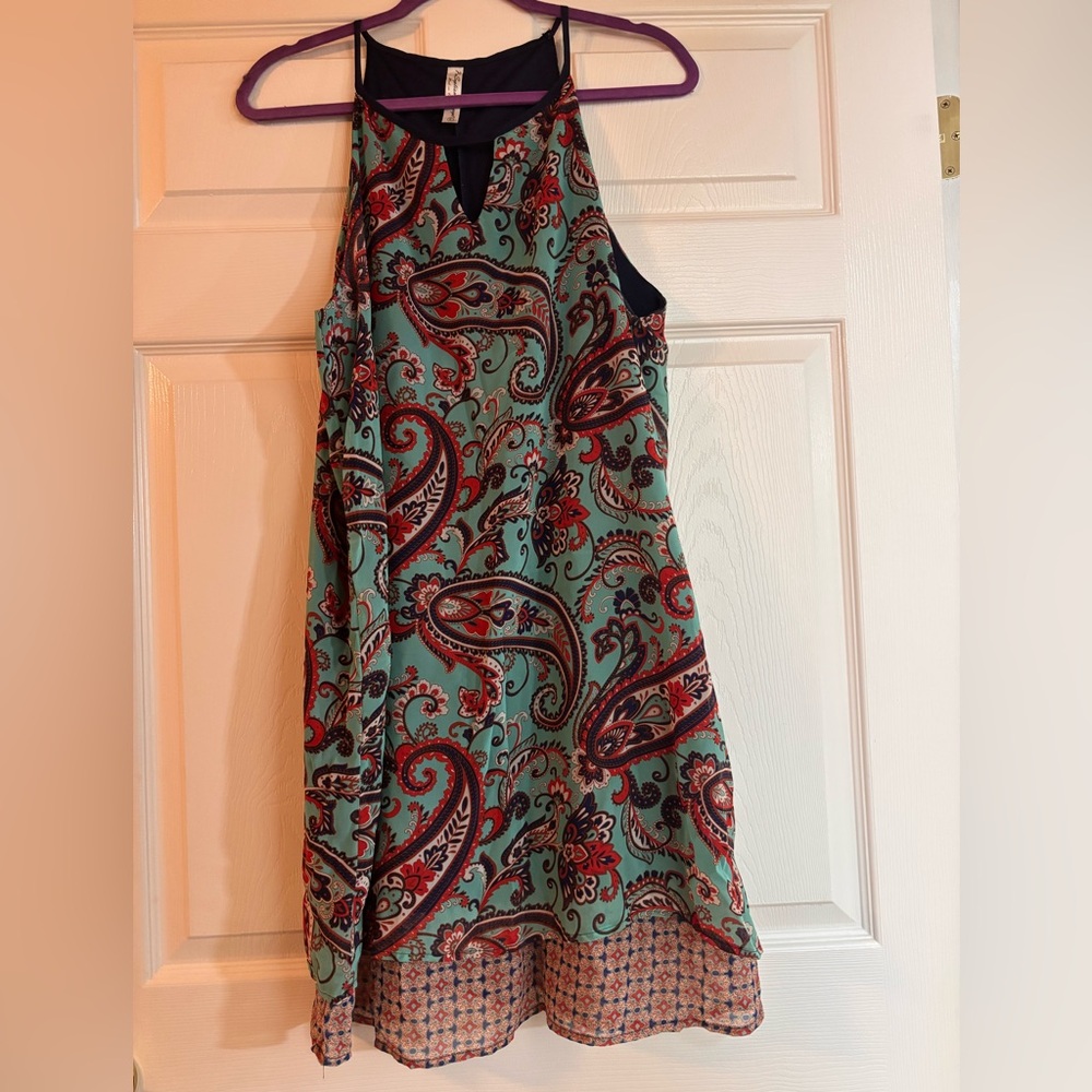 PerSeption Concept Paisley Midi Dress - Teal and Red